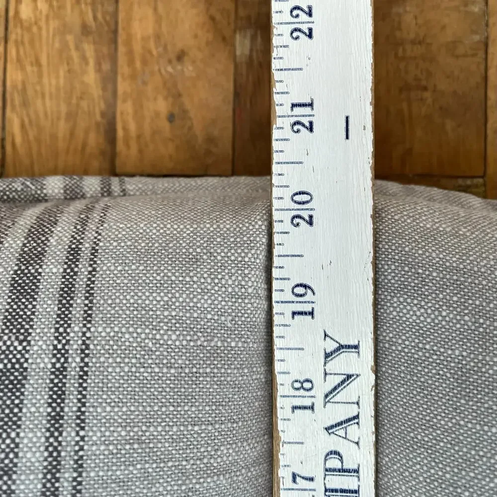 Envogue Campbell Gray Striped Cotton Throw Pillow 20 x 20 in 100% Duck Feathers